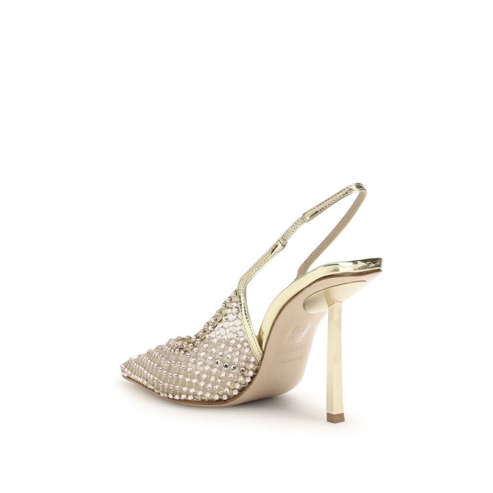 LE SILLA Gold Nylon Platform Pumps