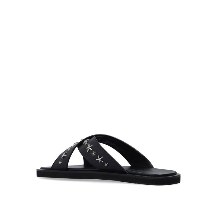 Jimmy Choo Black Calfskin Strap-On Sandals