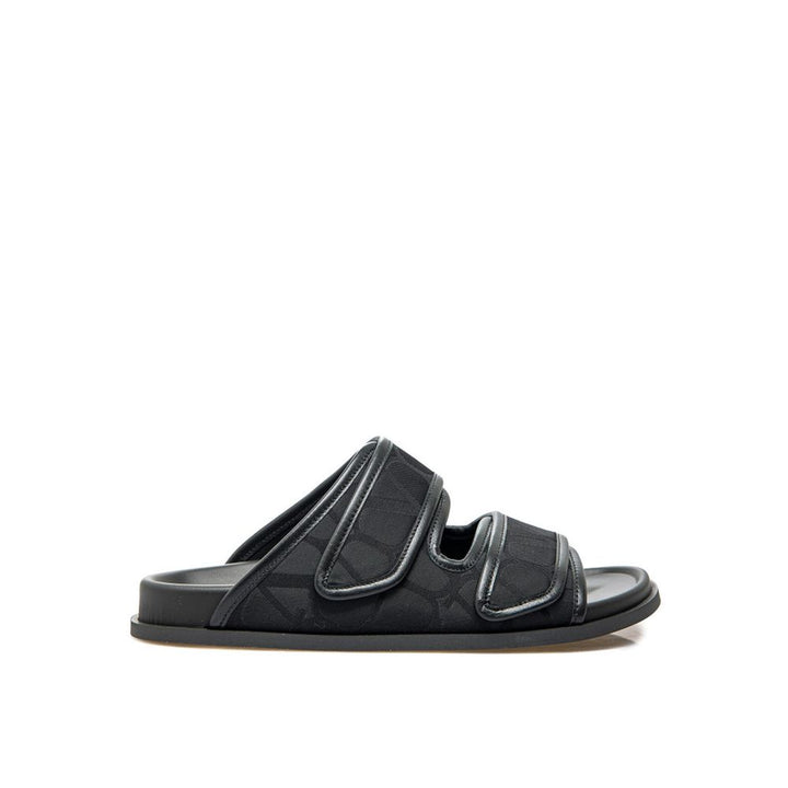 Valentino Garavani Black Fabric Flat Sandals
