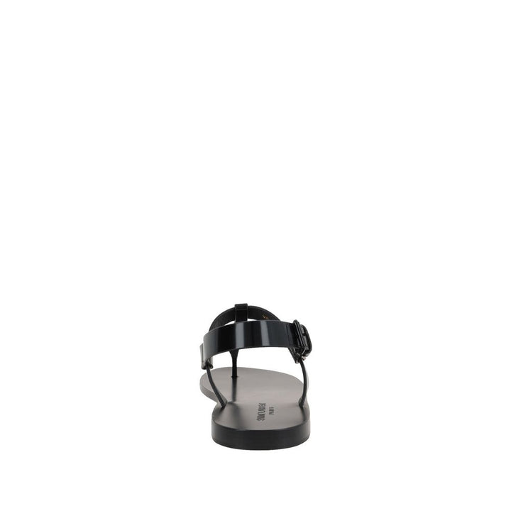 Saint Laurent Black Calfskin Strap-On Sandals