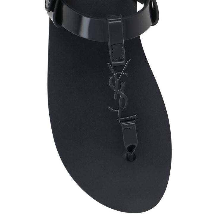 Saint Laurent Black Calfskin Strap-On Sandals
