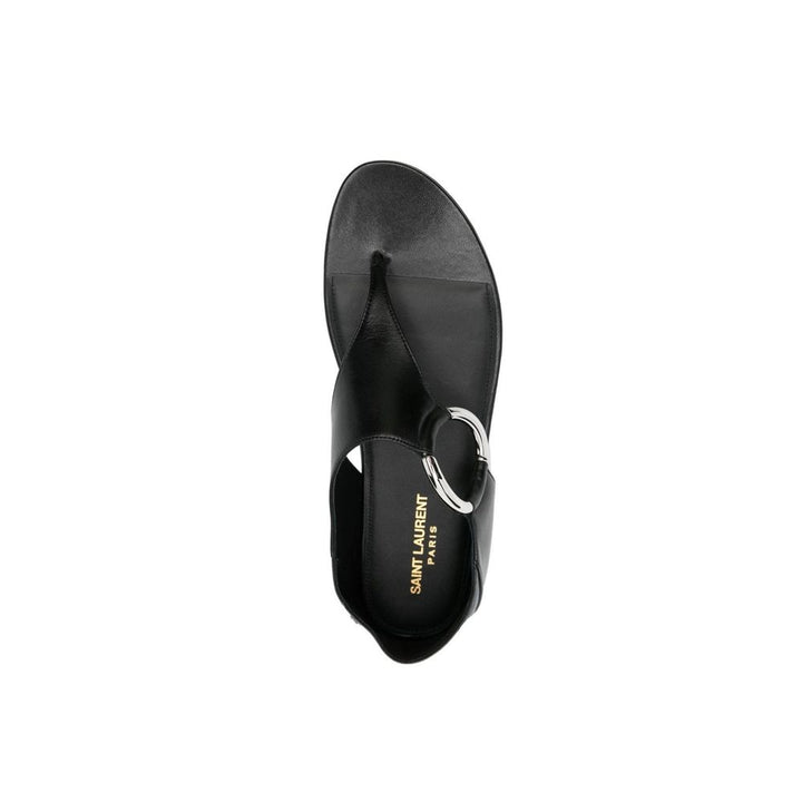 Saint Laurent Black Calfskin Flat Sandals