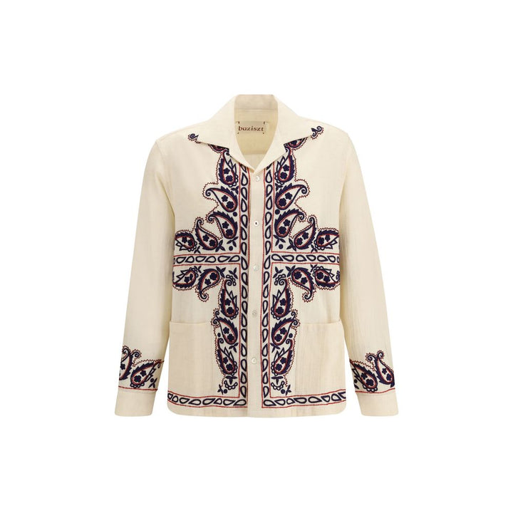 Baziszt Beige Silk Pattern Shirt