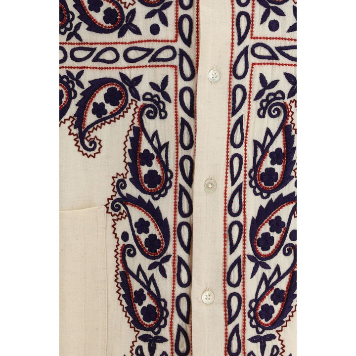 Baziszt Beige Silk Pattern Shirt