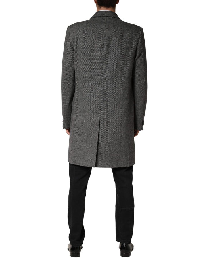 Dolce & Gabbana Gray Single Breasted Men Trench Coat Jacket