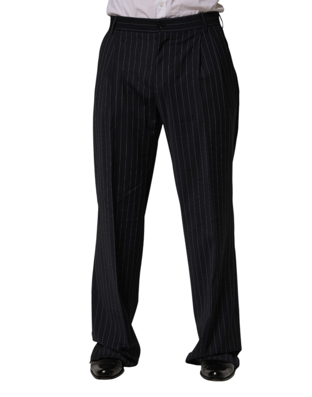 Dolce & Gabbana Black Stripe Straight Men Dress Trouser Pants