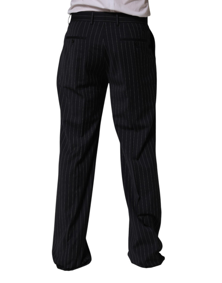 Dolce & Gabbana Black Stripe Straight Men Dress Trouser Pants