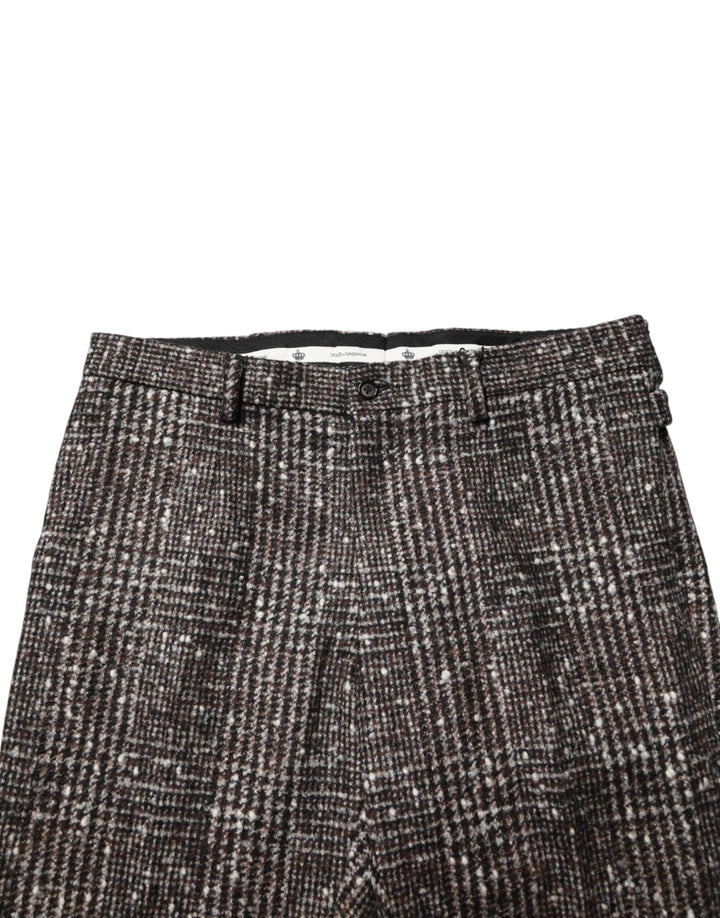 Dolce & Gabbana Brown Wool Plaid Skinny Dress Trouser Pants