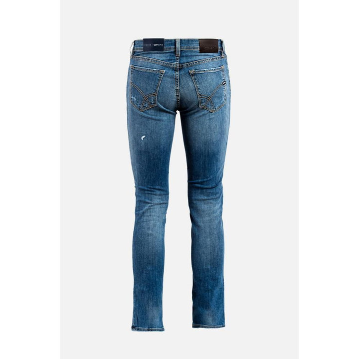 Gas Blue Cotton Straight-Leg Jeans