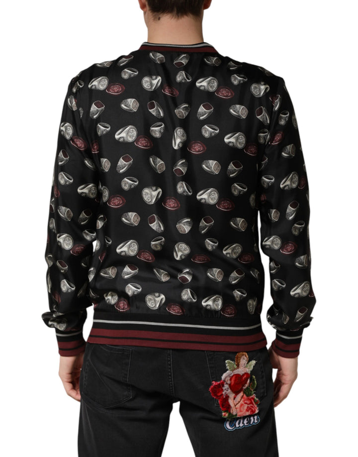 Dolce & Gabbana Black Ring Print CrewNeck Sweatshirt  Sweater