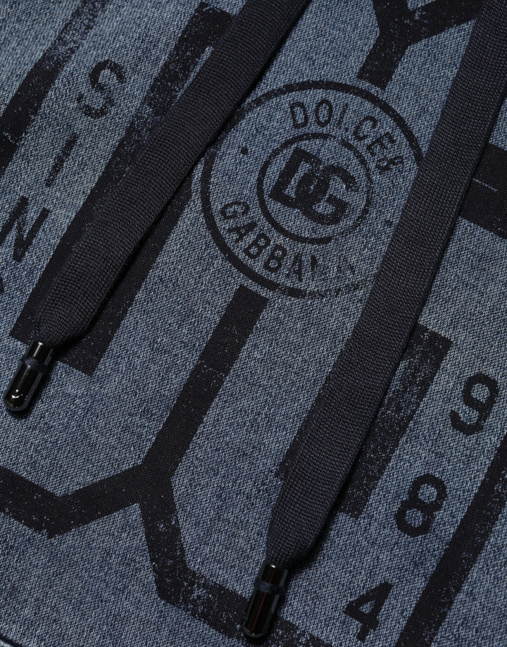Dolce & Gabbana Blue Cotton Logo Hooded Sweatshirt  Sweater