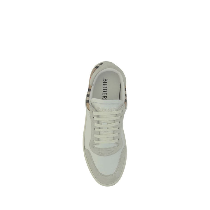 Burberry White Calf Leather Bos Taurus Low Top Sneakers