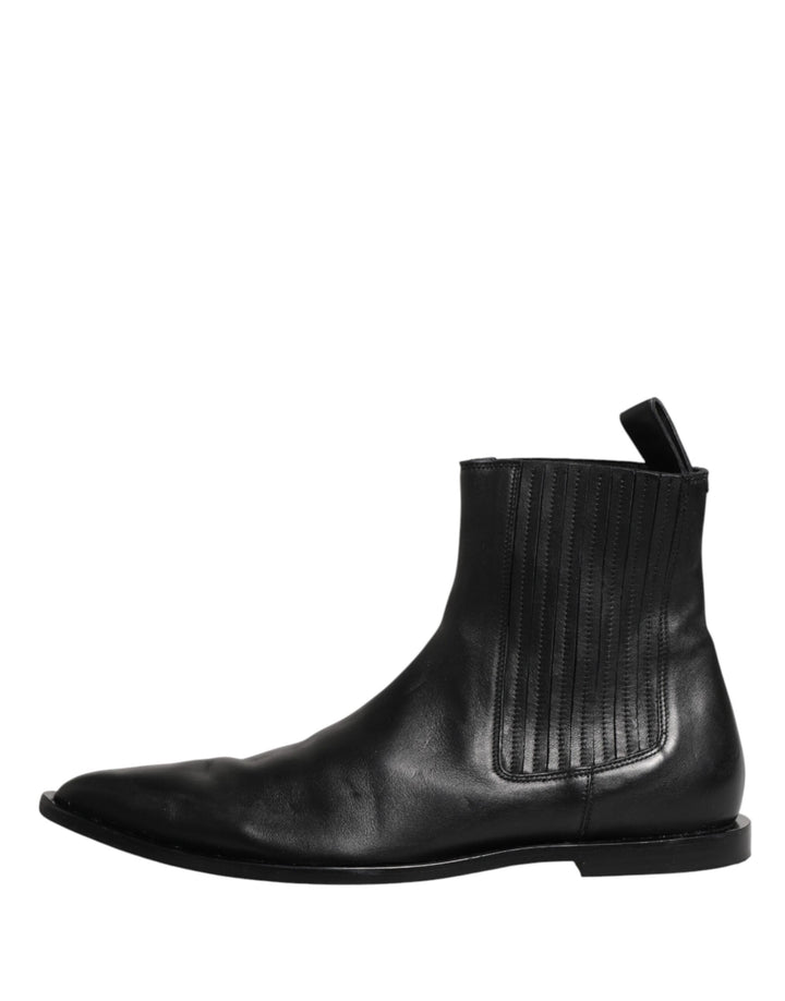 Dolce & Gabbana Black Chelsea Men Short Ankle Boots Shoes