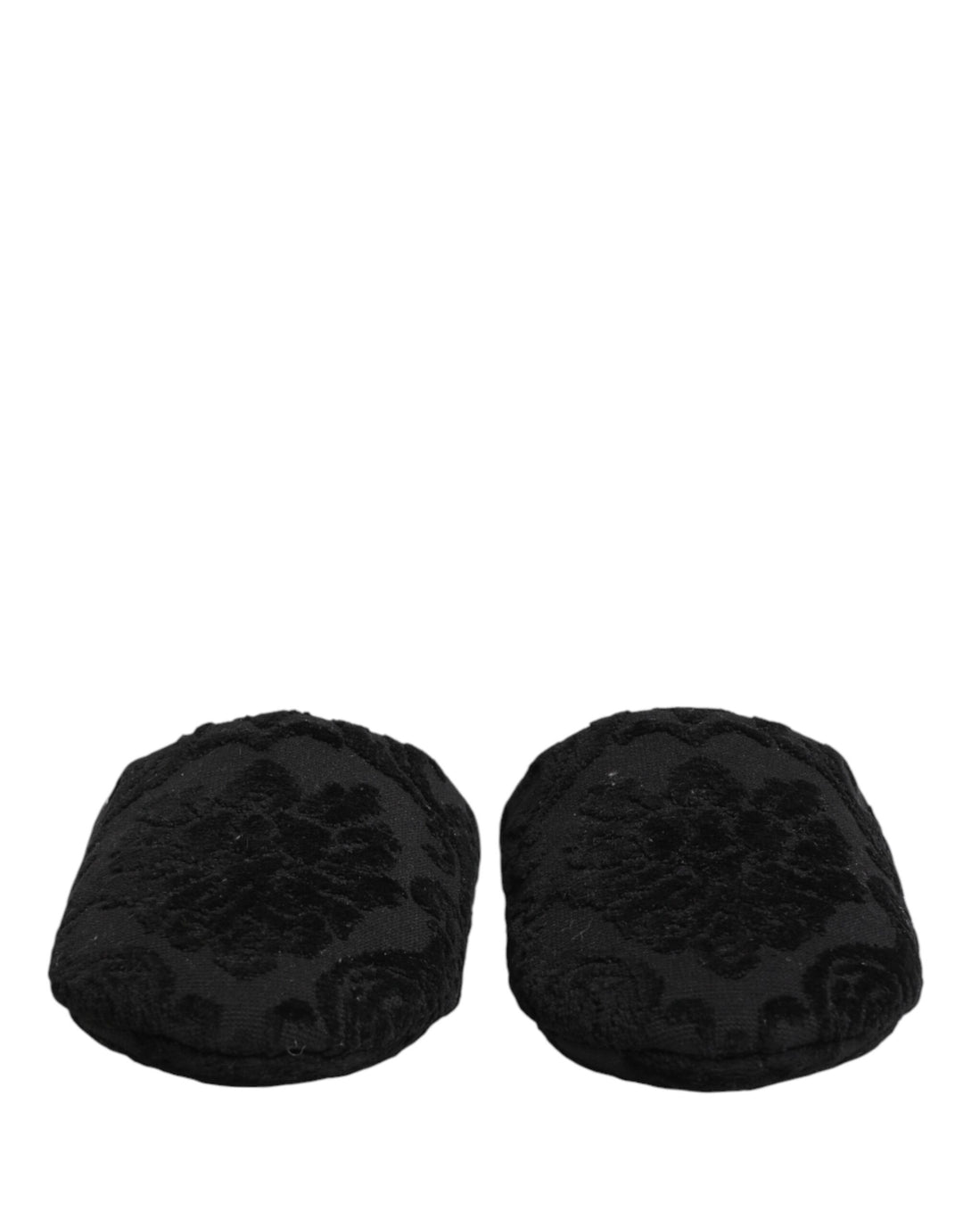 Dolce & Gabbana Black Logo Embroidered Slippers Flats Shoes