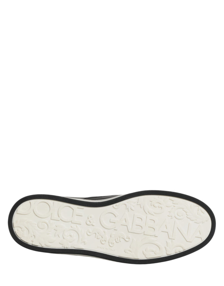 Dolce & Gabbana Black Leather Signature Figures Sneakers Shoes