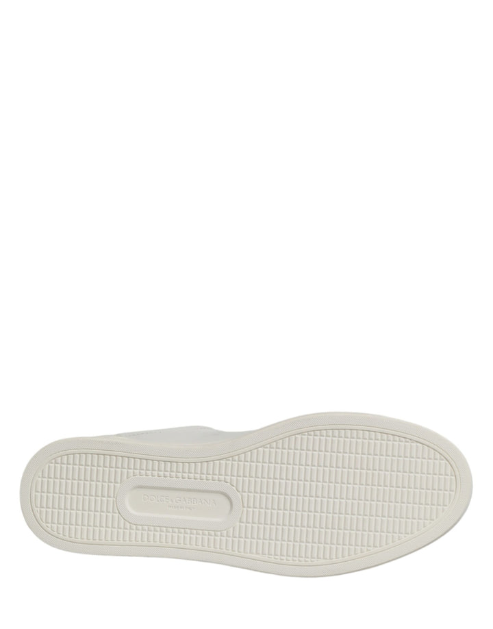 Dolce & Gabbana White Leather Sacred Heart Patch Sneakers Shoes