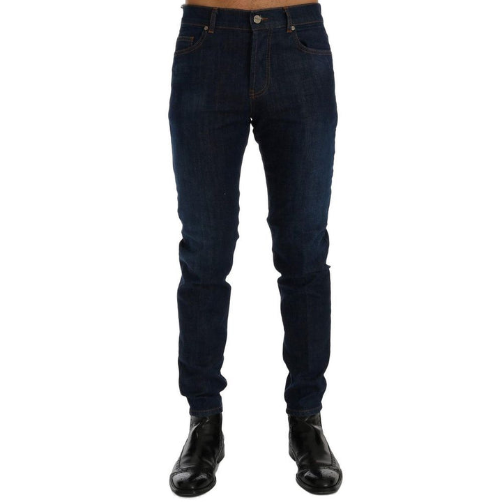 Frankie Morello Blue Cotton Slim Fit Jeans