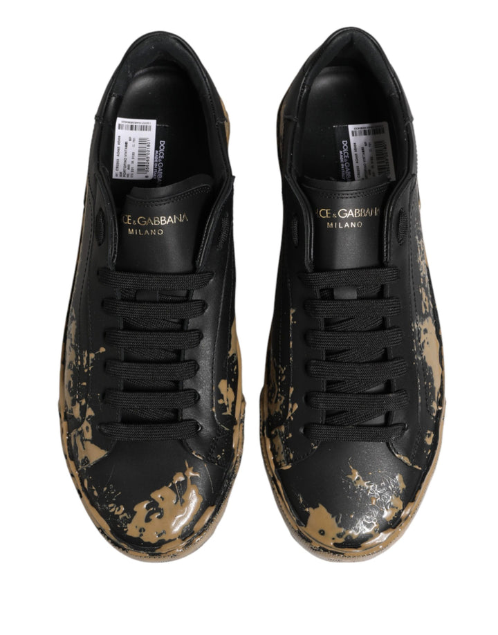 Dolce & Gabbana Black Portofino Mud Effect Low Top Sneakers Shoes