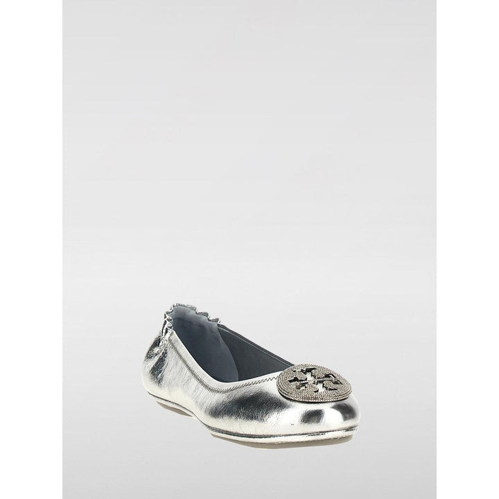Tory Burch Silver Leather Ballet Flats