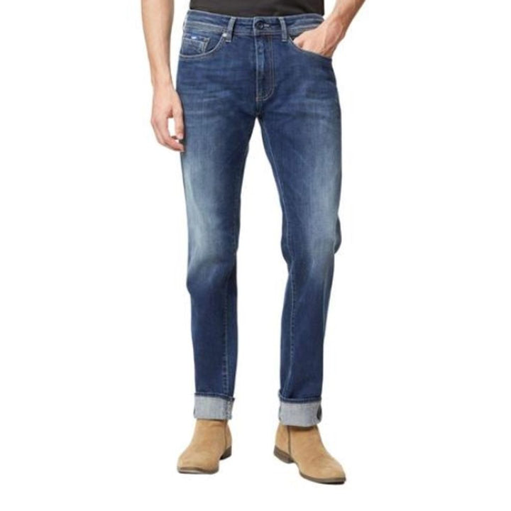 Gas Blue Cotton Straight-Leg Jeans