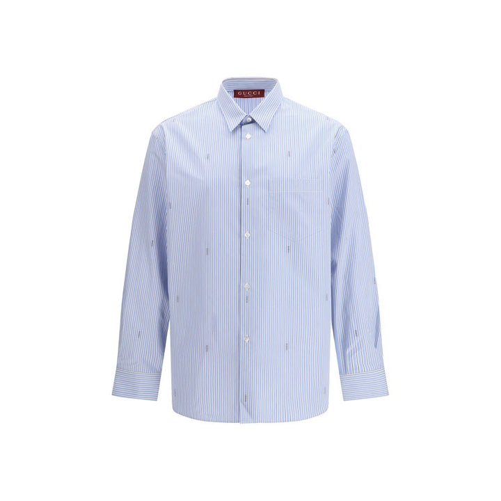 Gucci Blue Cotton Pattern Shirt