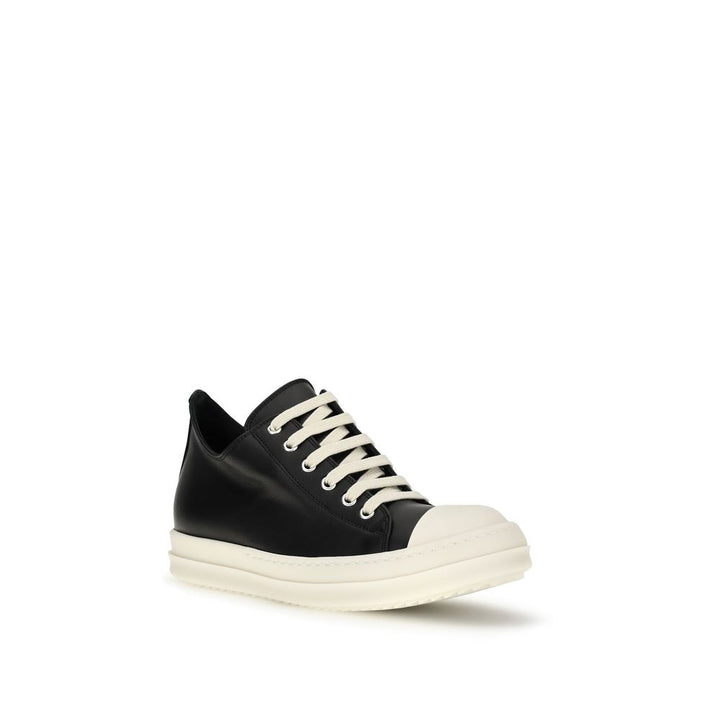 Rick Owens Black Calf Leather Bos Taurus Low Top Sneakers