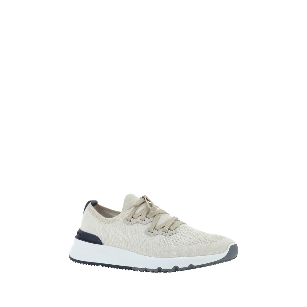 Brunello Cucinelli White Cotton Athletic Sneakers