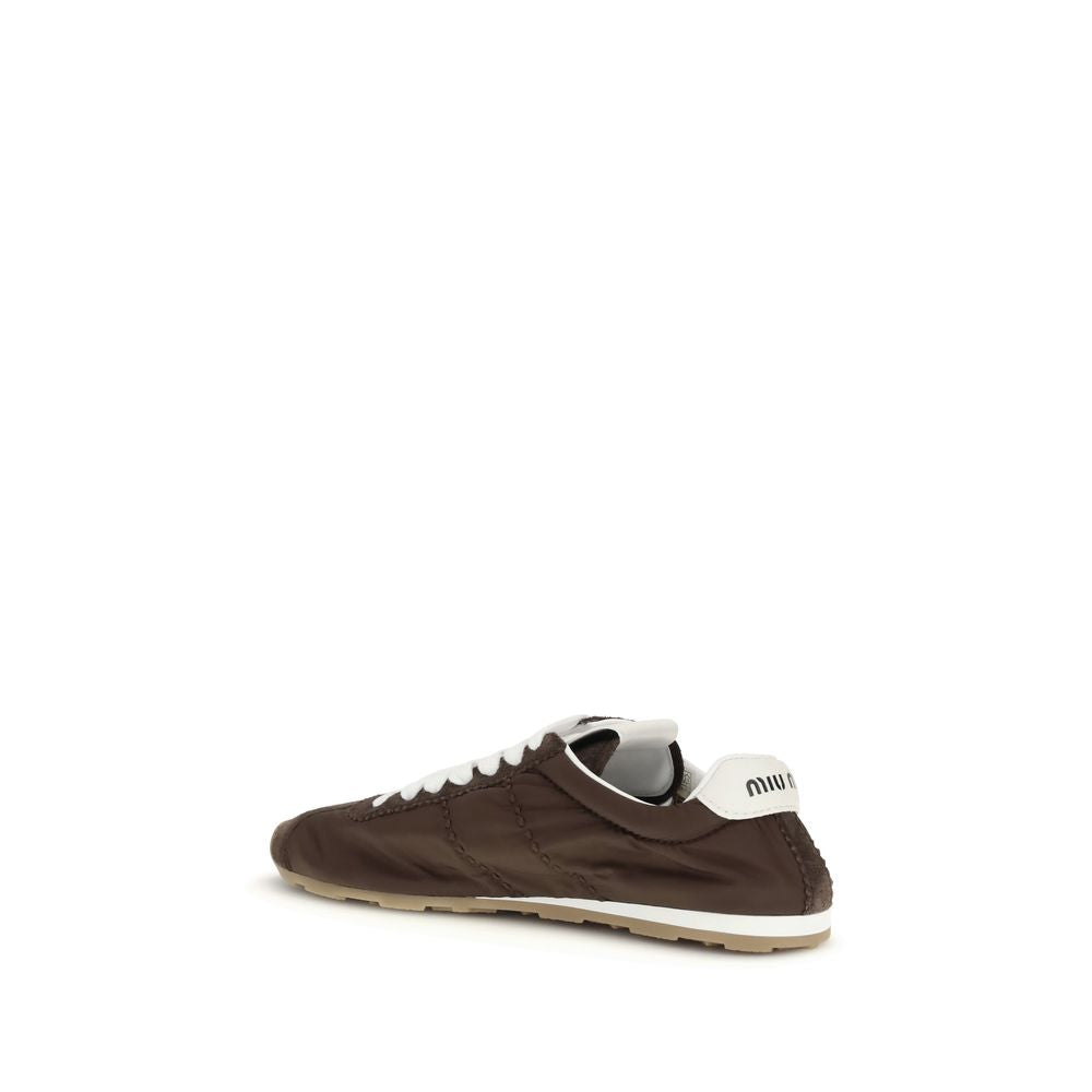 Miu Miu Brown Calf Leather Bos Taurus Low Top Sneakers