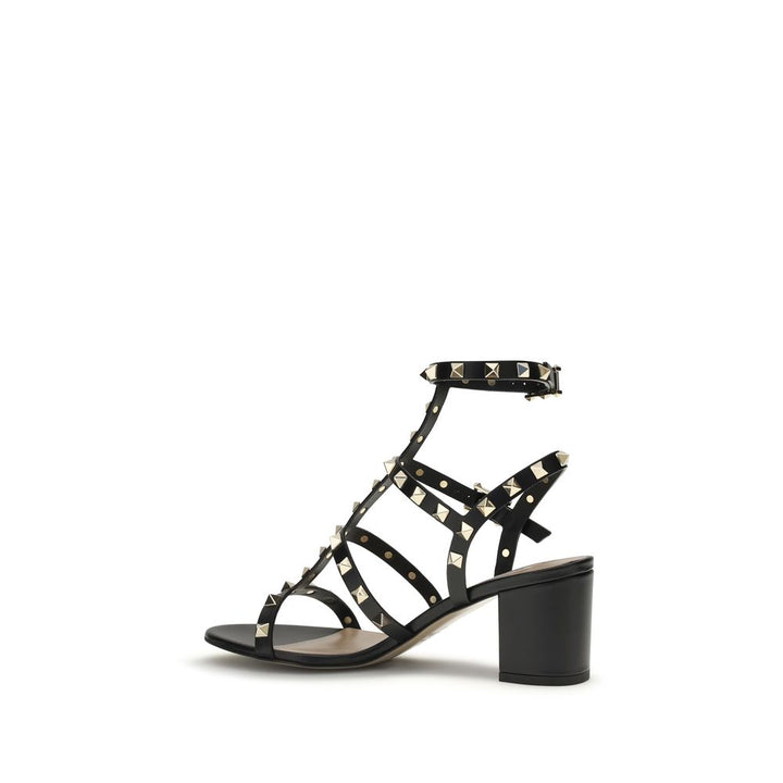 Valentino Garavani Black Calf Leather Bos Taurus Platform Sandals