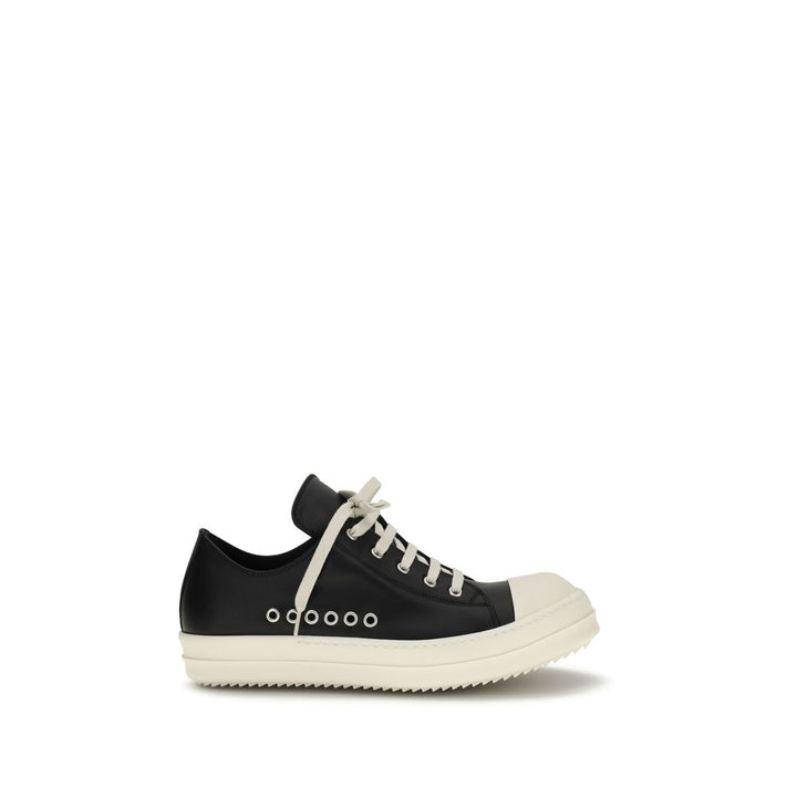 Rick Owens Black Calf Leather Bos Taurus Low Top Sneakers