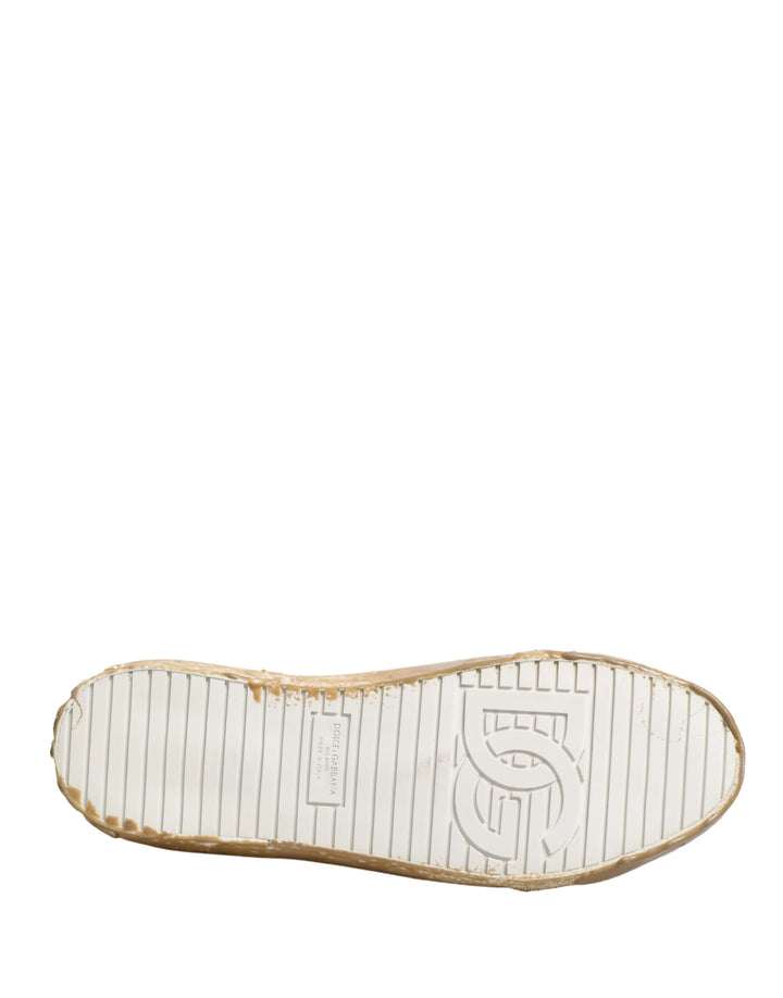 Dolce & Gabbana White Leather Paint Effect Low Top Sneakers  Shoes