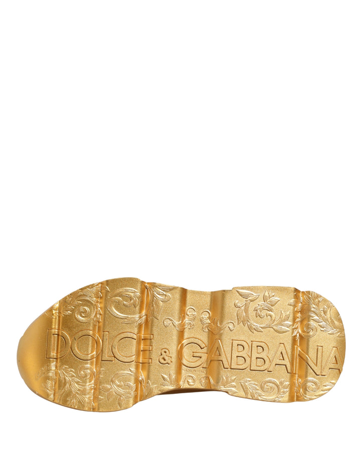 Dolce & Gabbana Gold Leather Daymaster Chunky Sneakers Shoes