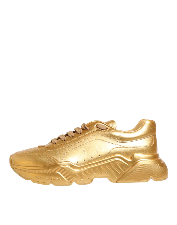 Dolce & Gabbana Gold Leather Daymaster Chunky Sneakers Shoes