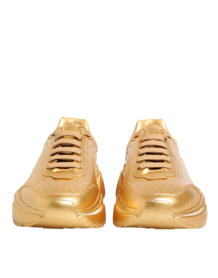 Dolce & Gabbana Gold Leather Daymaster Chunky Sneakers Shoes