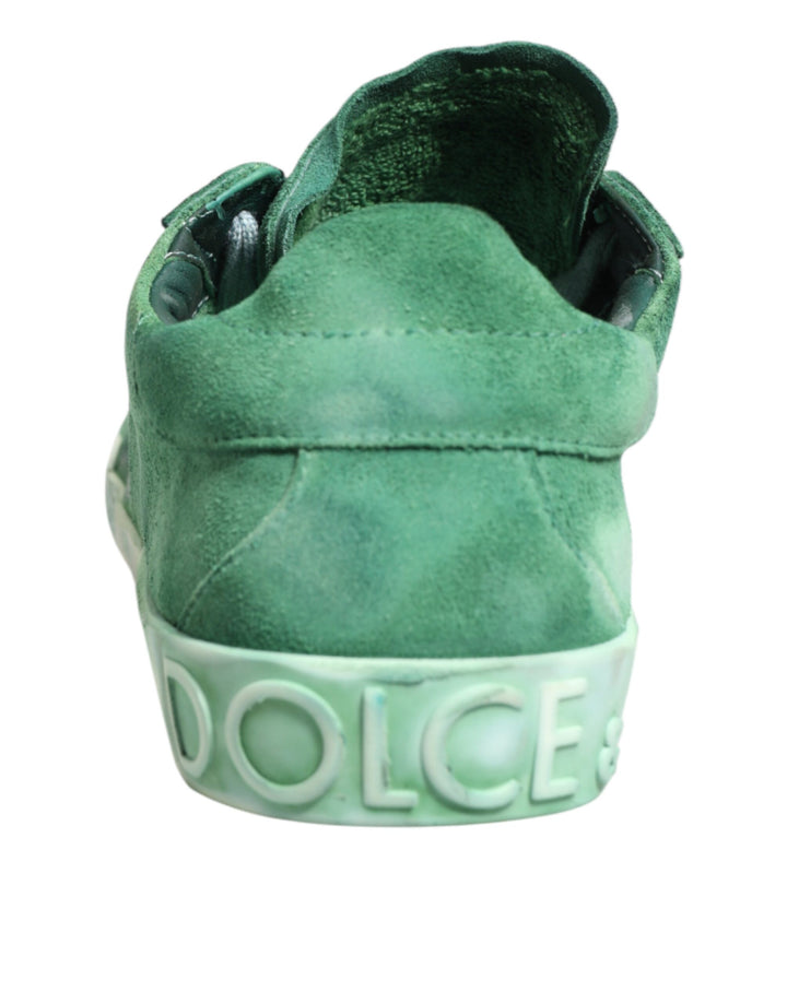 Dolce & Gabbana Green Suade DG Logo Sole Low Top Sneakers Shoes