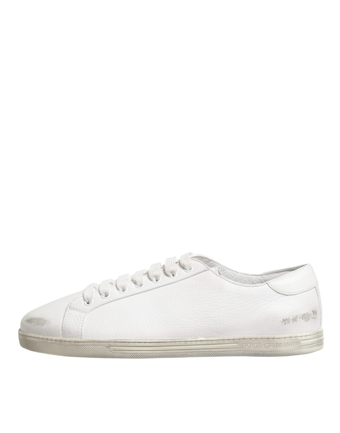 Dolce & Gabbana White Bianco Leather Men Low Top Sneakers Shoes