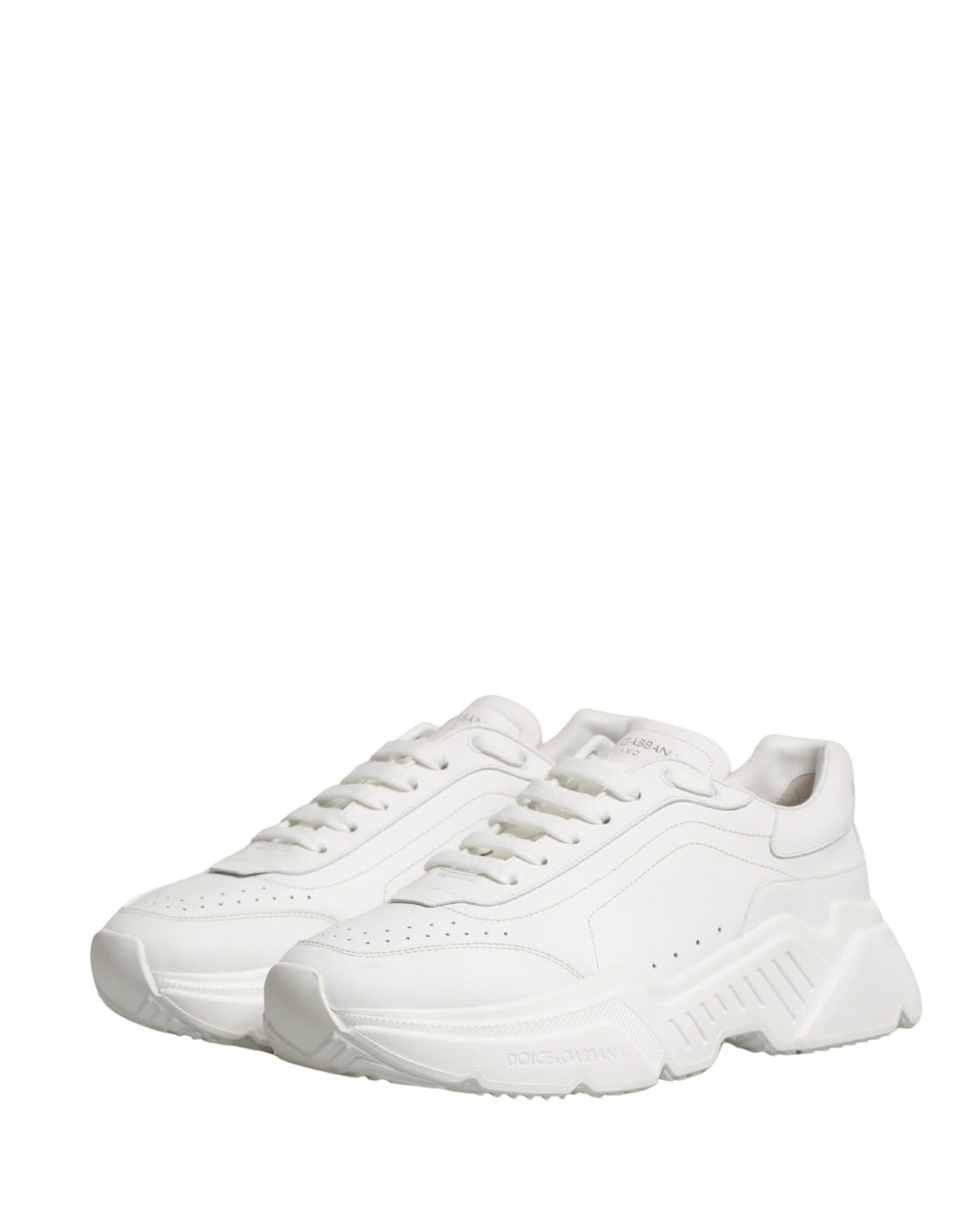 Dolce & Gabbana White Calfskin Leather Low Top Sneakers Shoes