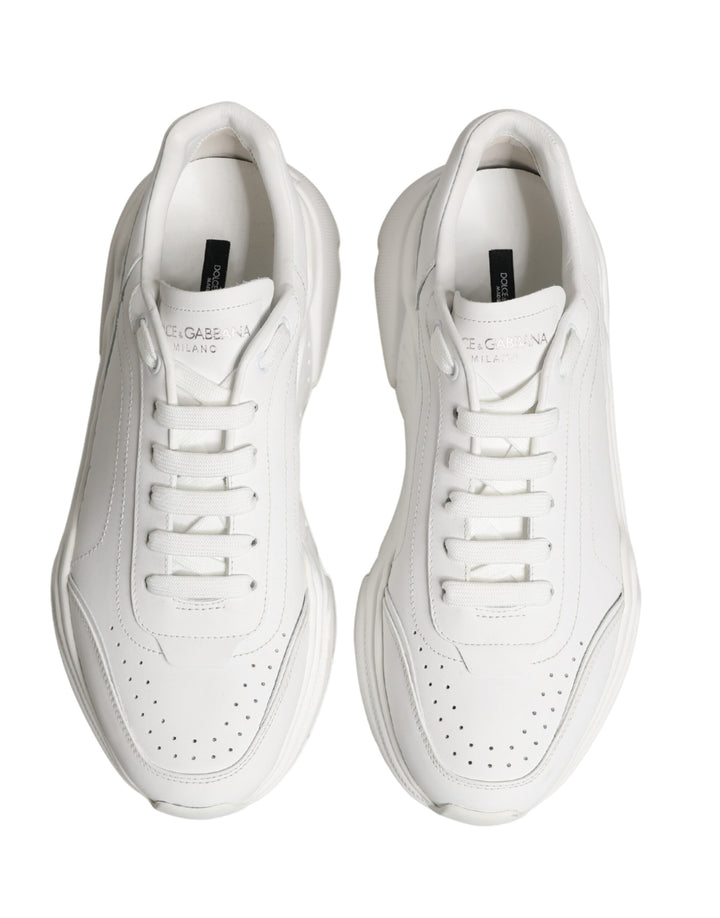 Dolce & Gabbana White Calfskin Leather Low Top Sneakers Shoes