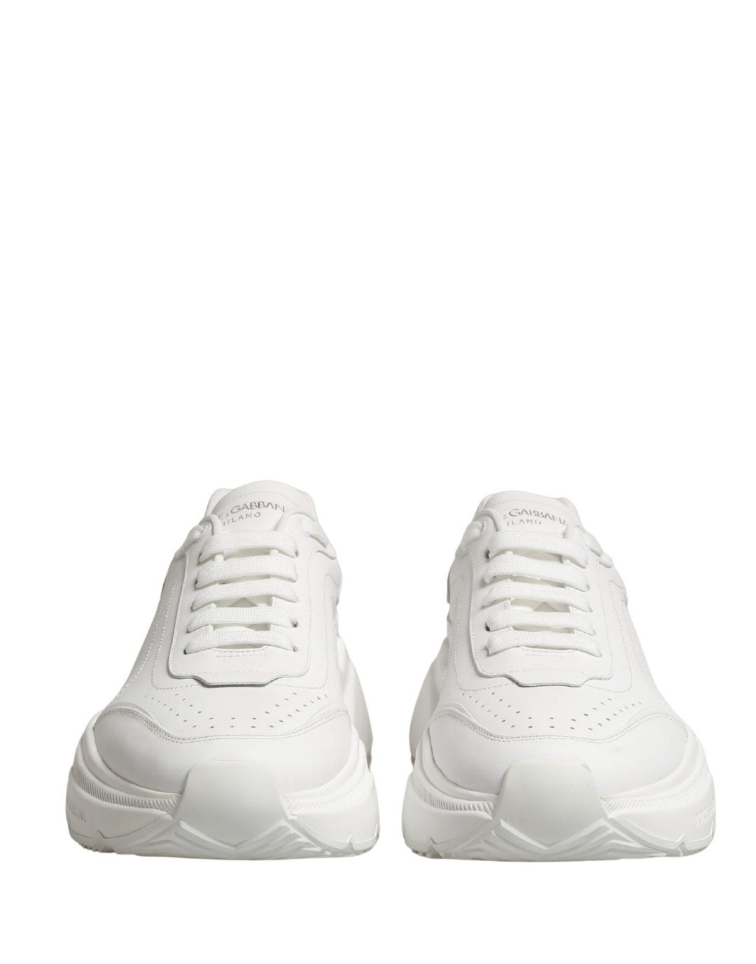 Dolce & Gabbana White Calfskin Leather Low Top Sneakers Shoes