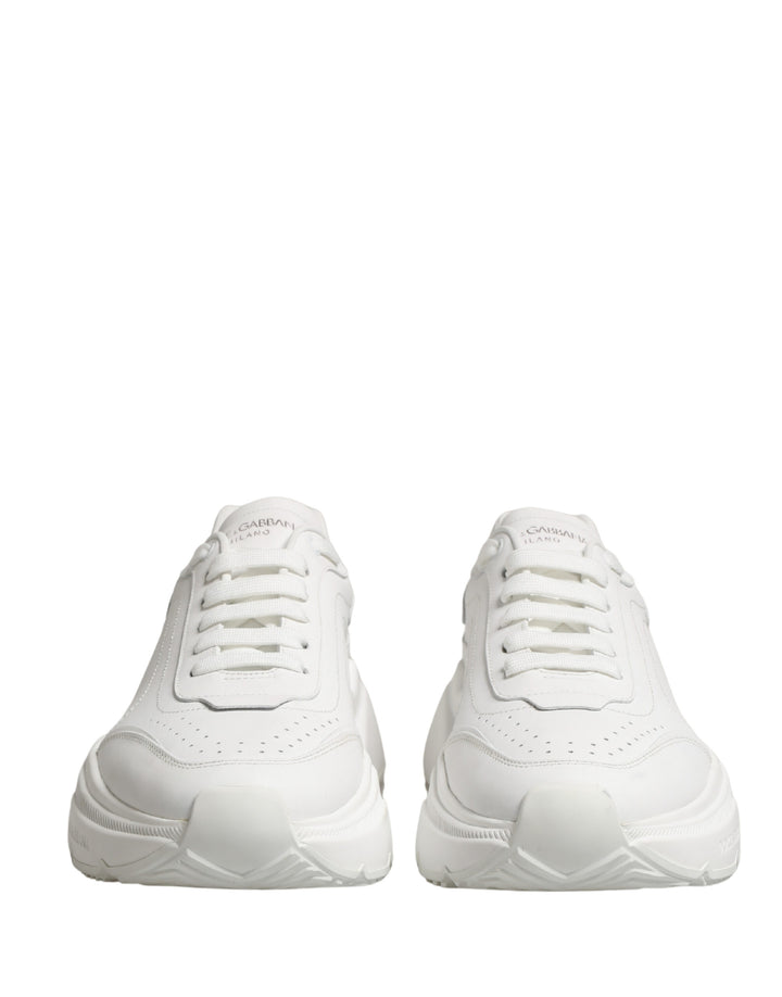 Dolce & Gabbana White Calfskin Leather Low Top Sneakers Shoes
