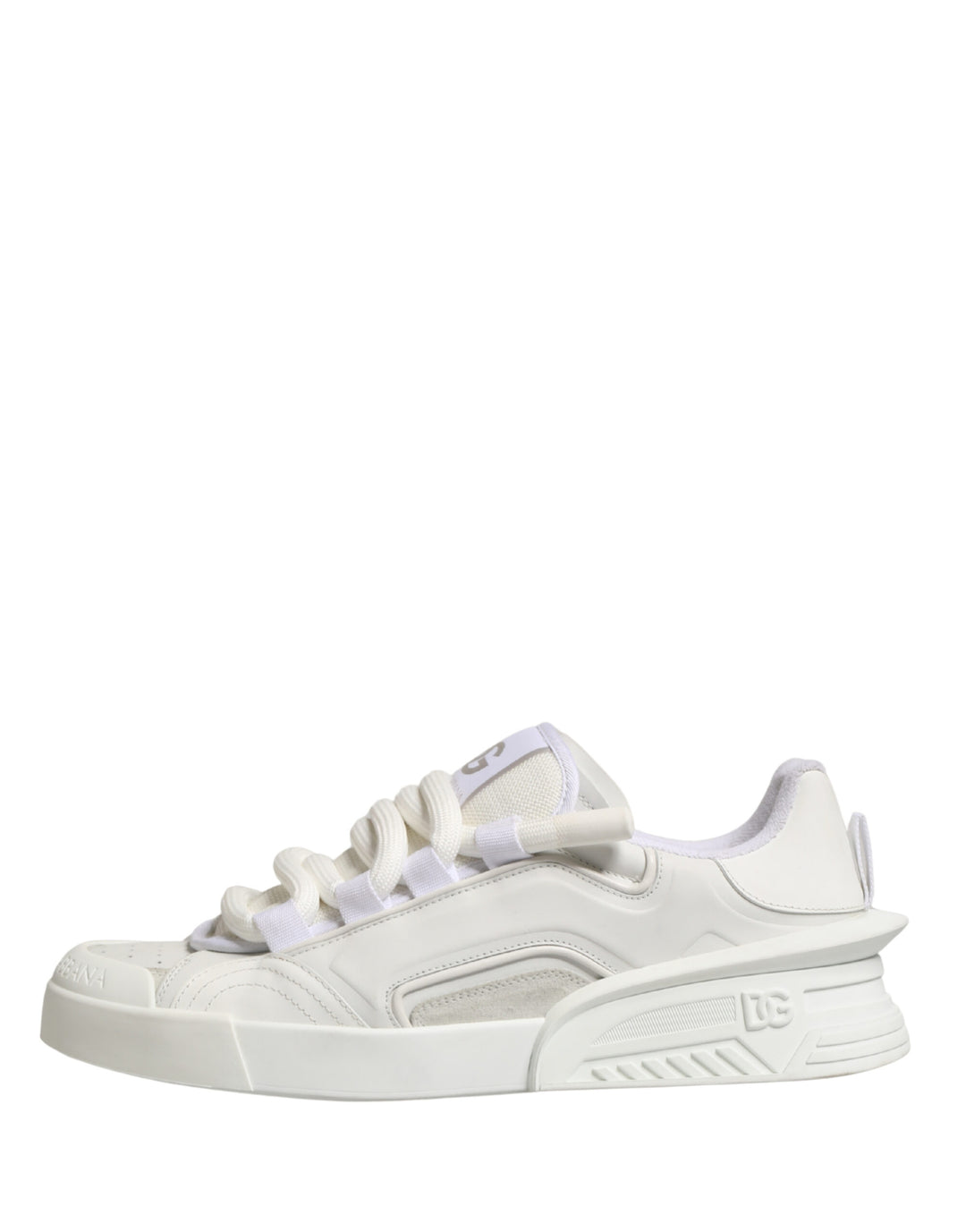 Dolce & Gabbana White Leather DG Logo Low Top Sneakers Shoes