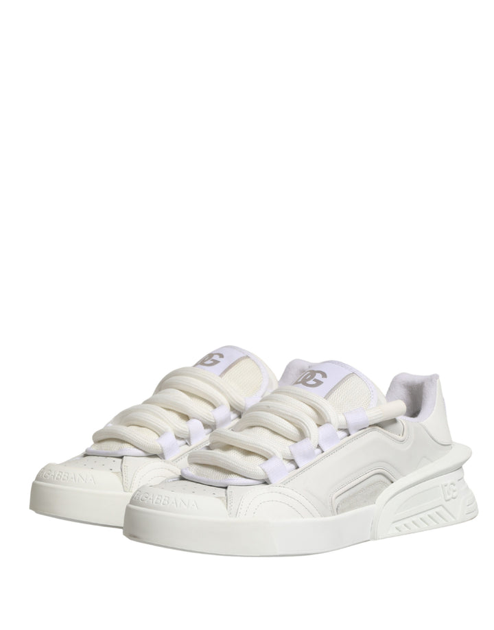 Dolce & Gabbana White Leather DG Logo Low Top Sneakers Shoes