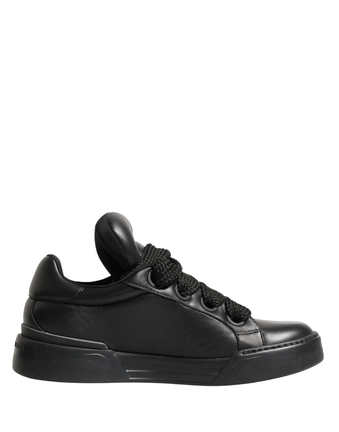 Dolce & Gabbana Black Leather Portofino Low Top Sneakers Shoes
