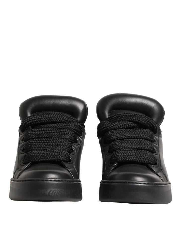 Dolce & Gabbana Black Leather Portofino Low Top Sneakers Shoes