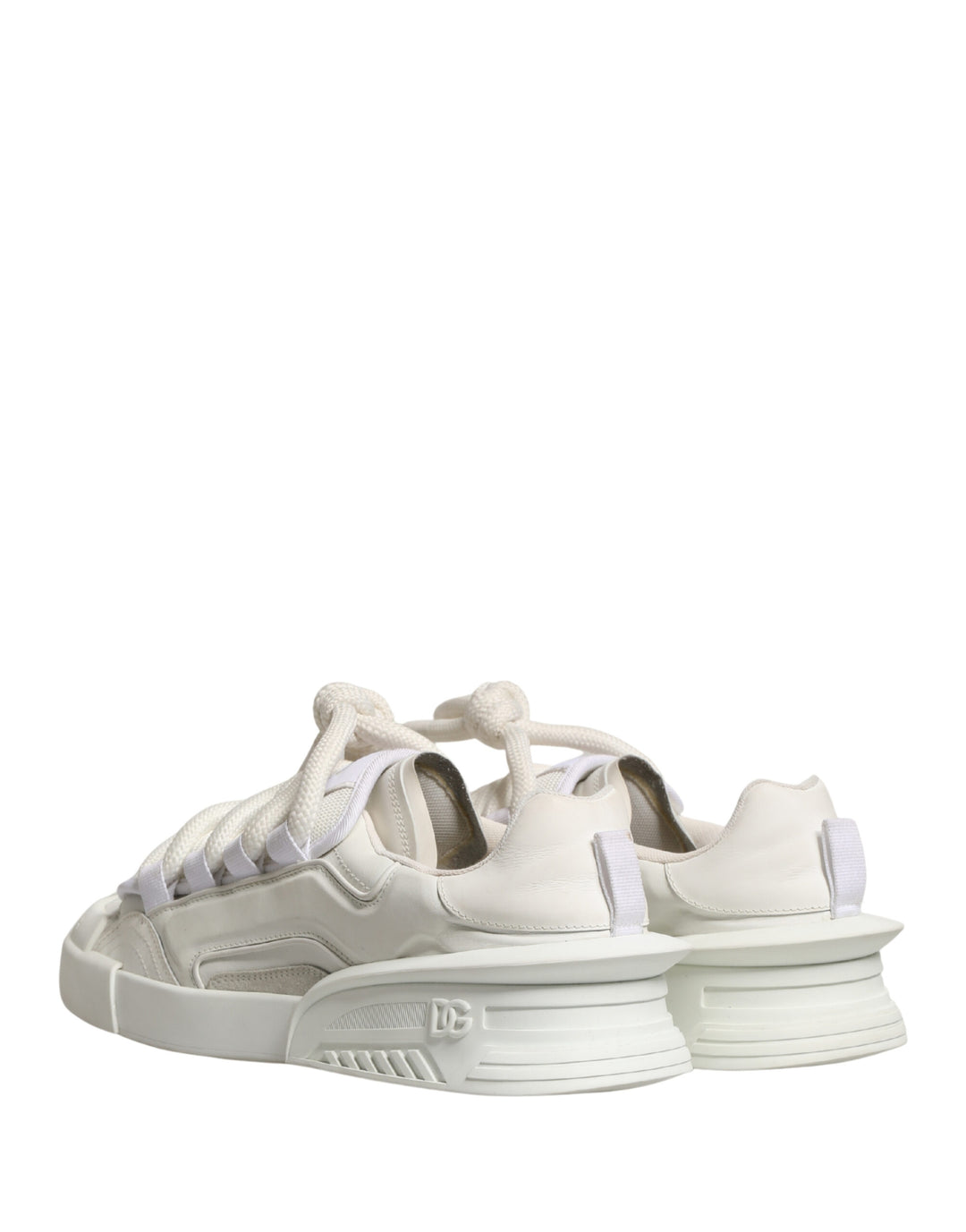 Dolce & Gabbana White Leather DG Logo Lace Up Sneakers Shoes