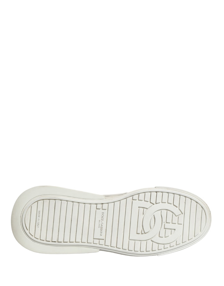 Dolce & Gabbana White Leather DG Logo Lace Up Sneakers Shoes