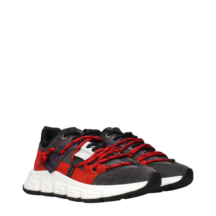 Versace Gray Leather Chunky Sneakers