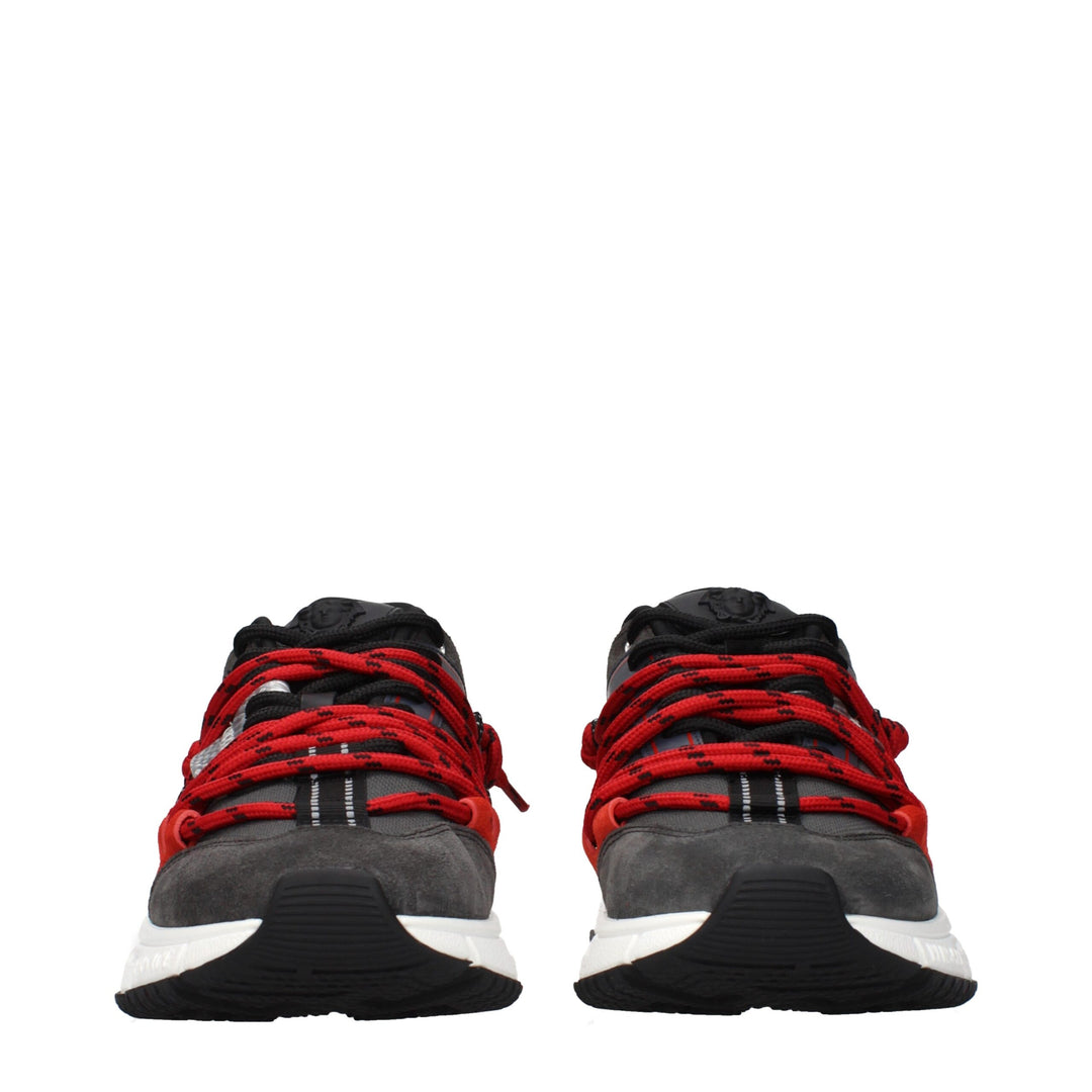 Versace Gray Leather Chunky Sneakers