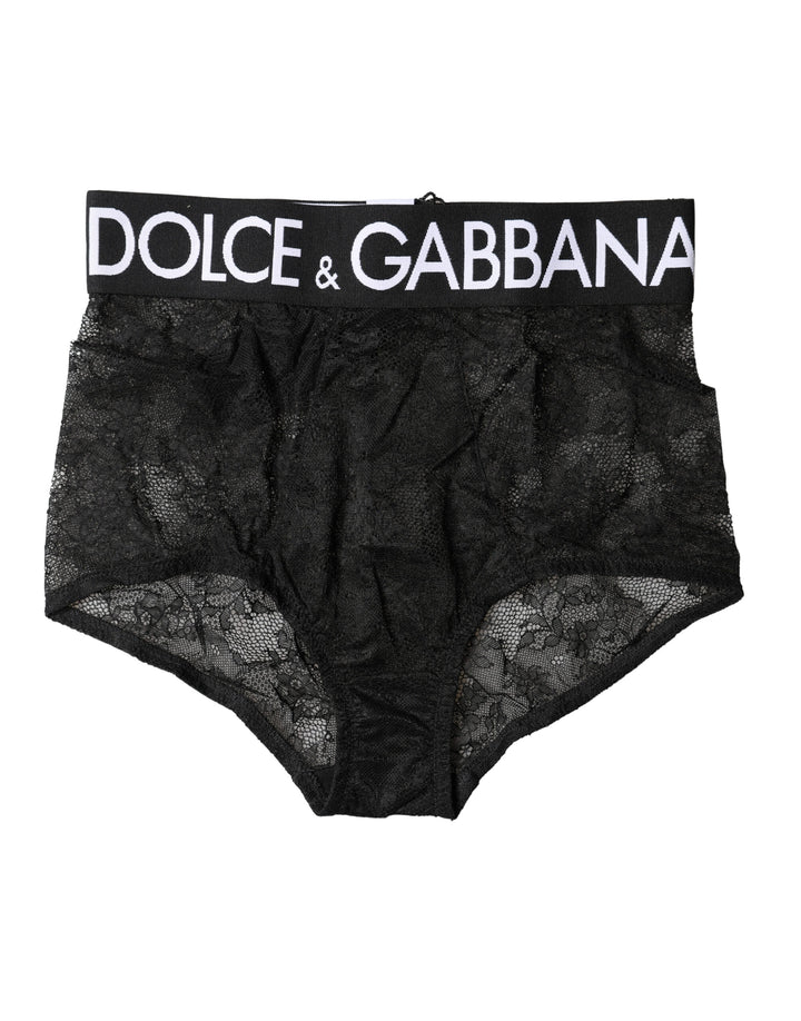 Dolce & Gabbana Black Logo Girdle High Waist Panty Underwear