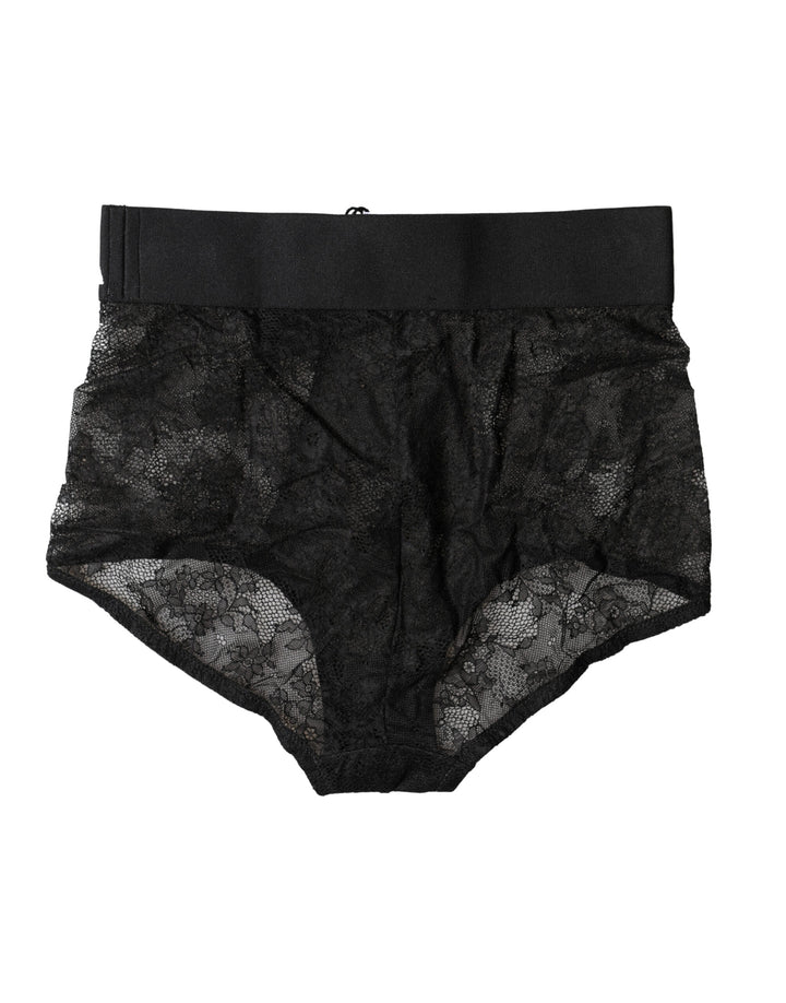 Dolce & Gabbana Black Logo Girdle High Waist Panty Underwear
